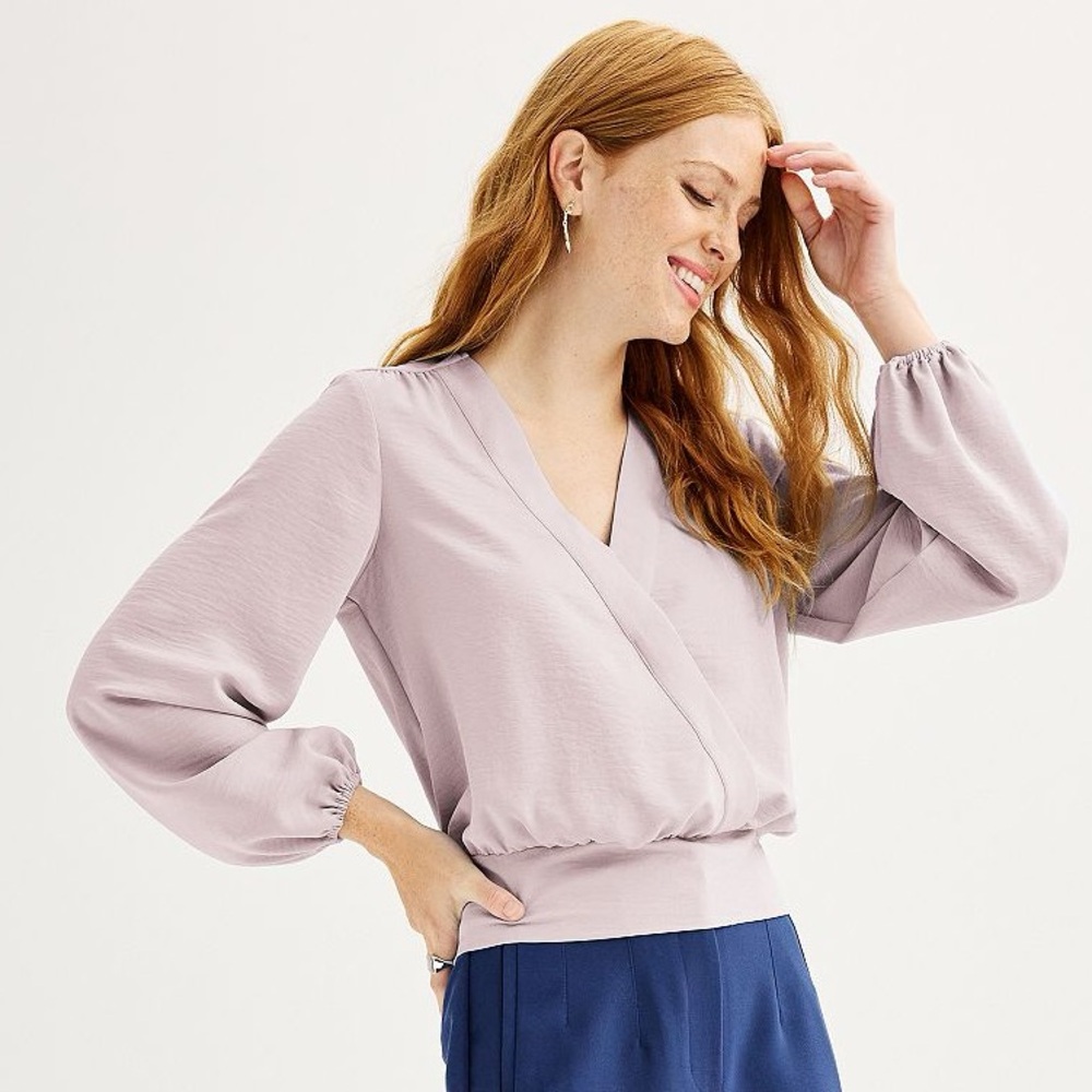 Nine West Lavender Wrap-Style Blouse